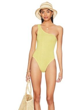 HUNZA G Nancy One Shoulder One Piece Swimsuit - Yellow